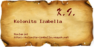 Kolonits Izabella névjegykártya